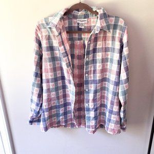 Vintage Alfred Dunner Petite Pastel Heart Plaid Button Down